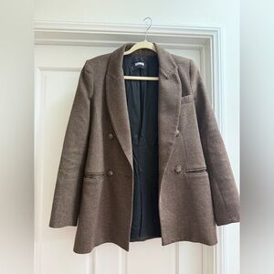 Reformation Brown Double-Breasted Blazer